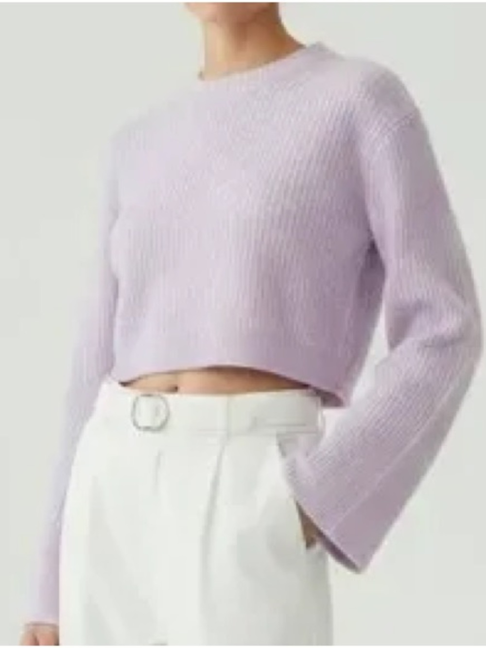 J.Crew Ribbed Cashmere Cropped Crewneck Sweater in the shade Frosted Lilac Sz S